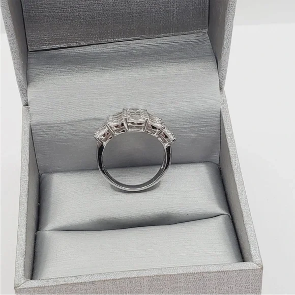 4 Carat Horizontal Marquise Diamond Simulants Rhodium - 925 Sterling Silver Ring